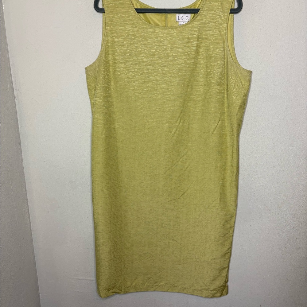 Sleeveless Lime Silk Shift Dress Size Medium